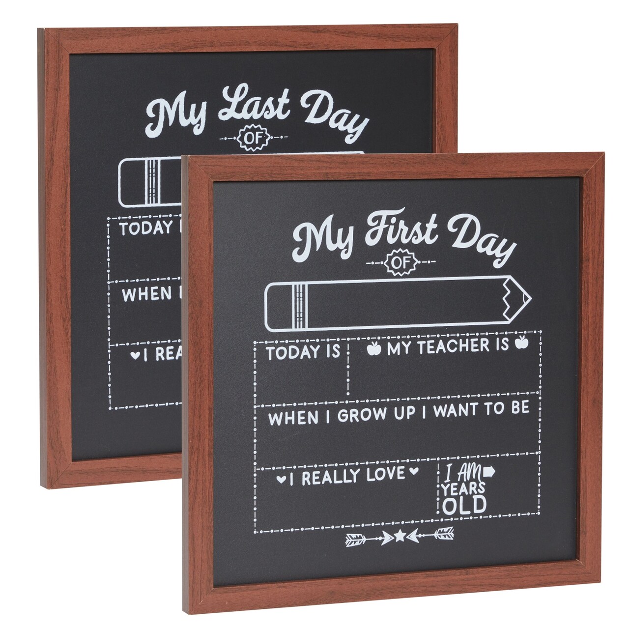 First and Last Day of School Chalkboard Sign, Teacher Classroom Supplies (2 Pieces)